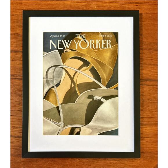 Framed 1989 The New Yorker Magazine Cover April 3 Gretchen Simpson Shoes - Picture 1 of 3